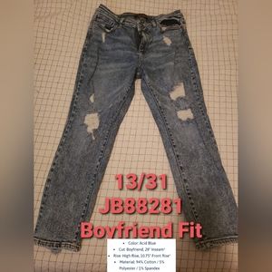 Judy Blue Distressed Acid Wash Boyfriend Fit Jeans